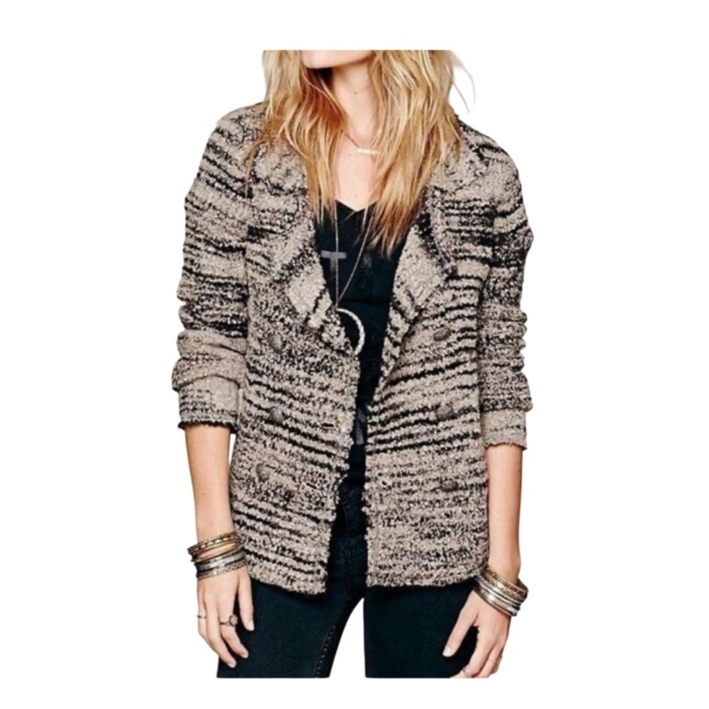 Free People Cardigan MediuWool Blend Double Breasted Knit Sweater Women Size S